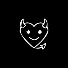 Heart with devil horn icon black illustration