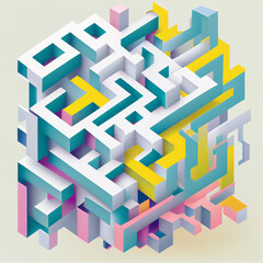 3D Cubist Abstract - Generative Ai