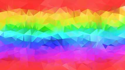 vector abstract irregular polygon background - triangle low poly pattern - neon full spectrum multi color rainbow horizontaly striped