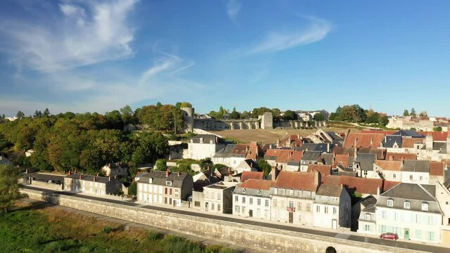 The old castle of Charite sur Loire in Europe, France, Burgundy, Nievre, in summer, on a sunny day.