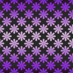 小花模様のリピートパターン、花模様のシームレスパターン、紫色の花の背景イラスト