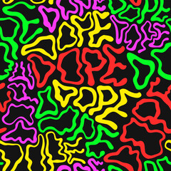 Deformed wavy dope word seamless pattern wallpaper.Vector graphic illustration.Trippy lettering,dope seamless pattern wallpaper print concept