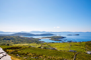 Landscape of beach, hills and atlantic ocean of beautiful Ring of Kerry, Ireland. Travel...