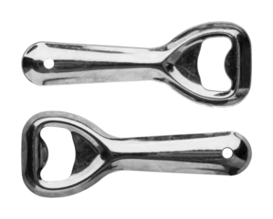 Metal bottle opener on a transparent background. isolated object. Element for design