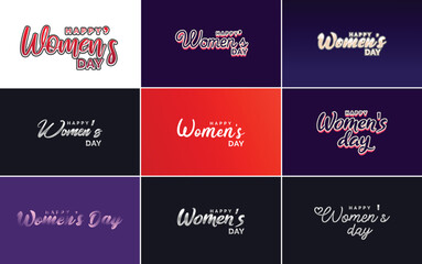 Eight March typographic design set with a Happy Women's Day theme