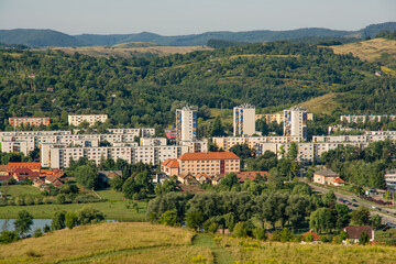 Fototapeta na wymiar Cityscape of Ózd city in Hungary.