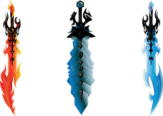 Three swords of power. Sword art of strenght. A world of fantasy and magic.