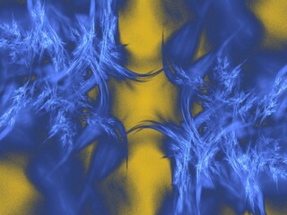 blue and yellow feathers artwork illustration design concepts fractal background 