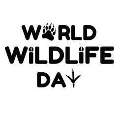 Vector illustration with Earth and animal tracks.World Wildlife day.Earth Day