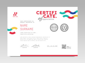 Modern design certificate template with abstract geometric background in horizontal A4 size.