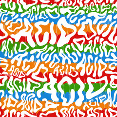 Acid quote,tie dye seamless pattern background.Vector tie dye cartoon illustration.60s style,hippie,acid,lsd seamless pattern art