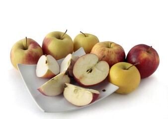 various multicolor apples as tasty fruits
