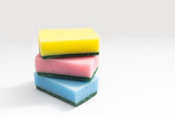 sponges for dishwashing isolated on a white background