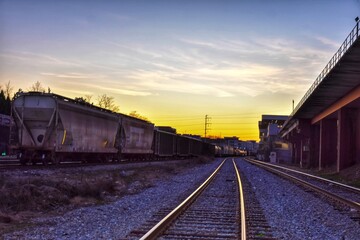 Fototapeta na wymiar A railway during Sunset hour
