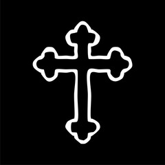White christian cross icon on black