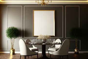 Classic Dining Room Wall Mockup,. Generative AI