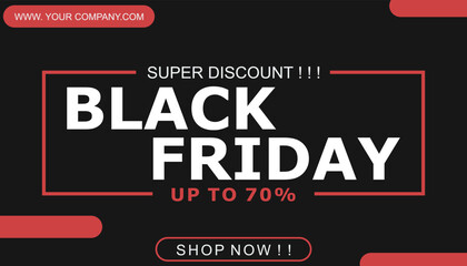 Black friday sale banner on red and black background