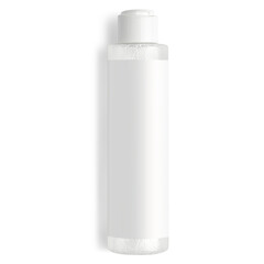 white plastic bottle on white background with shadow