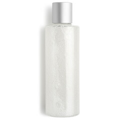 white plastic bottle on white background with shadow