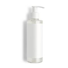 white plastic bottle on white background with shadow