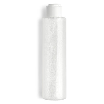 white plastic bottle on white background with shadow