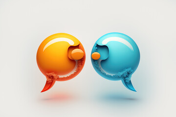 Generative AI illustration of two Chat bubbles on white background