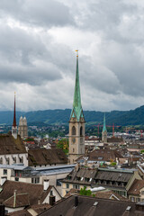 Fototapeta premium Zentralbibliothek tower and the cityscape of Zurich
