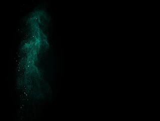 Abstract design of a powder cloud on dark background