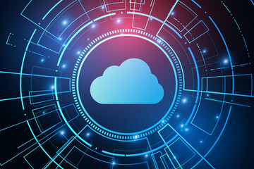 Obraz premium Modern cloud technology futuristic, online storage, work from home 
