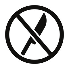 Knife ban sign. Knife forbidden. Dangerous weapon.
