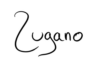 Lugano Handwritten black on white 