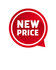 New price vector label, banner. Collection badges sale, design template. Vector isolated on white background.