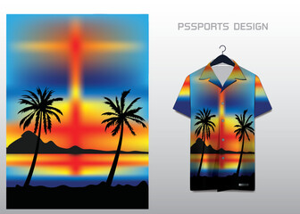 Beach coconut tree hawaiian shirt vector pattern for shirt or background - obrazy, fototapety, plakaty