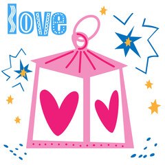 Valentine's day. flashlight with a heart