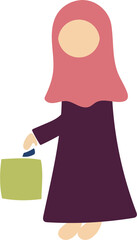 Muslim Girl Character Vector Illustration