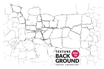 Natural cracks background with copy space. Vector overlay texture of cracked surface. One colour graphic resource.