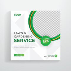 Lawn & gardening service social media Instagram post banner template