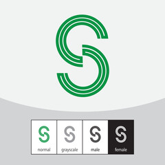 S Letter Logo. Circle and Green. - Vector