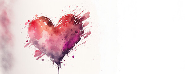 Valentine's Heart with copy space - Watercolor (Generative Art)