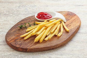 French fried potato over board