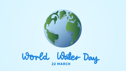 World water day handwritten with earth on blue background ,for march 22 , Vector illustration EPS 10