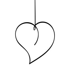 The heart shape is drawn with a continuous line. .Love concept. Minimalistic illustration