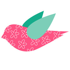 Spring colorful bird with pattern.Spring decoration. 