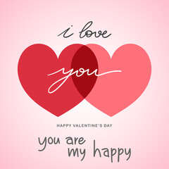 Valentine's Day Background with heart and calligraphy on pink background ,for February 14, Vector illustration EPS 10