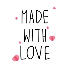 Made with love handwritten on white background ,for February 14, Vector illustration EPS 10