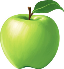 Green Apple Detailed Beautiful Hand Drawn Vector Illustration