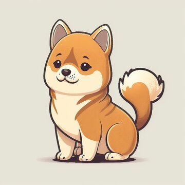 illustration of a cute Shiba Inu. AI generated image