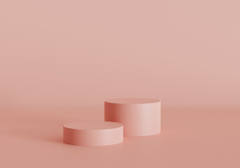 3d render of minimalist podium in pink studio and lighting for product display.