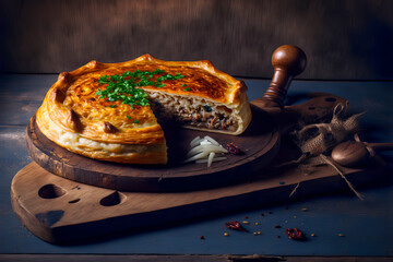 tasty meat pie called burek - obrazy, fototapety, plakaty