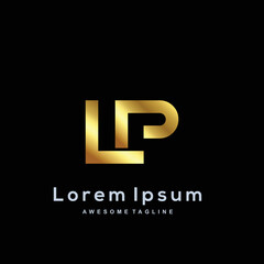 Luxury letter P and L with gold color logo template